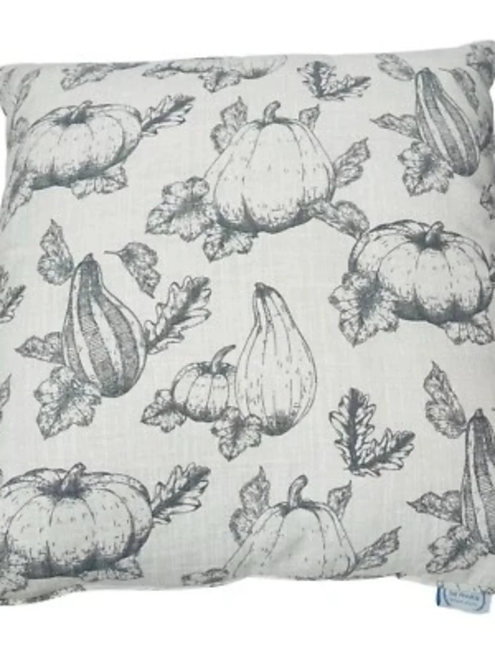 Harvest Pumpkin Print Decorative Throw Pillows - Off White and Gray